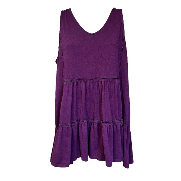 Time & Tru XXL (20) Purple Ruffle Casual Tank Top Layering Embroidered - Picture 2 of 8